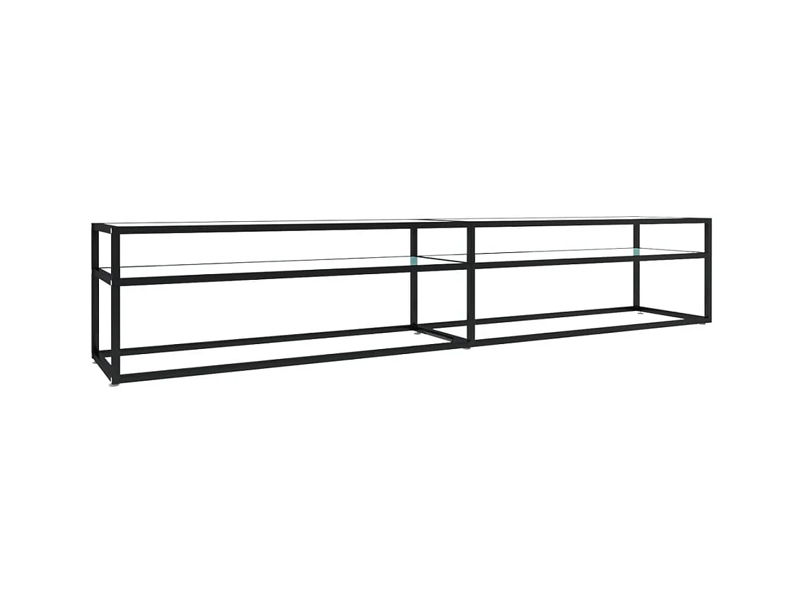 Mueble de TV | Mueble de salón vidrio templado color mármol blanco 220x40x40,5 cm