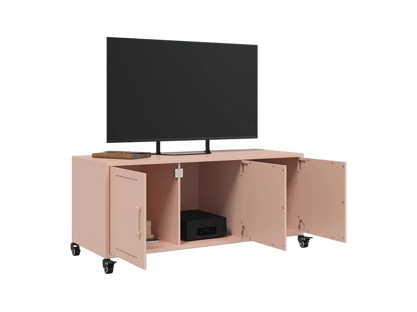Mueble de TV | Mueble de salón acero rosa 100,5x39x43,5 cm