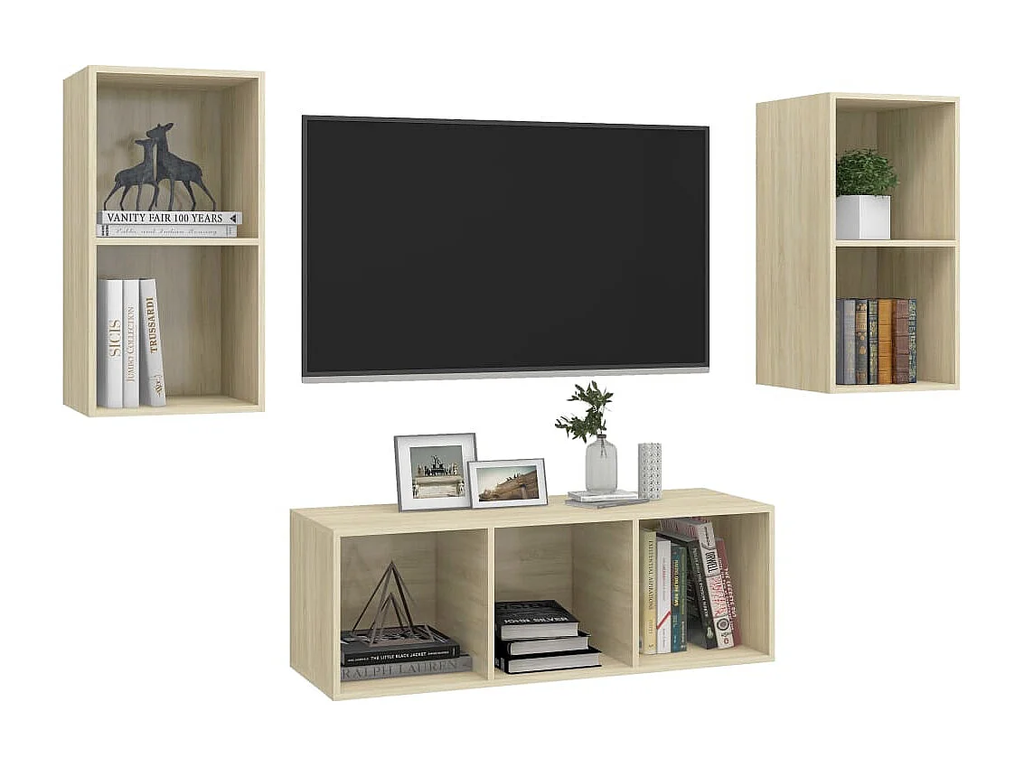 Ensemble de meubles TV | Bancs TV | Armoires TV 3 pcs Chêne sonoma Bois d'ingénierie