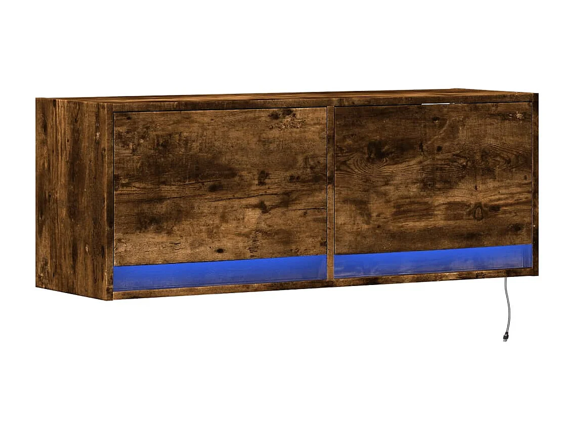 Tv-wandmeubel | TV-kast | Tv-Bank met LED-verlichting 100x31x35 cm gerookt eiken