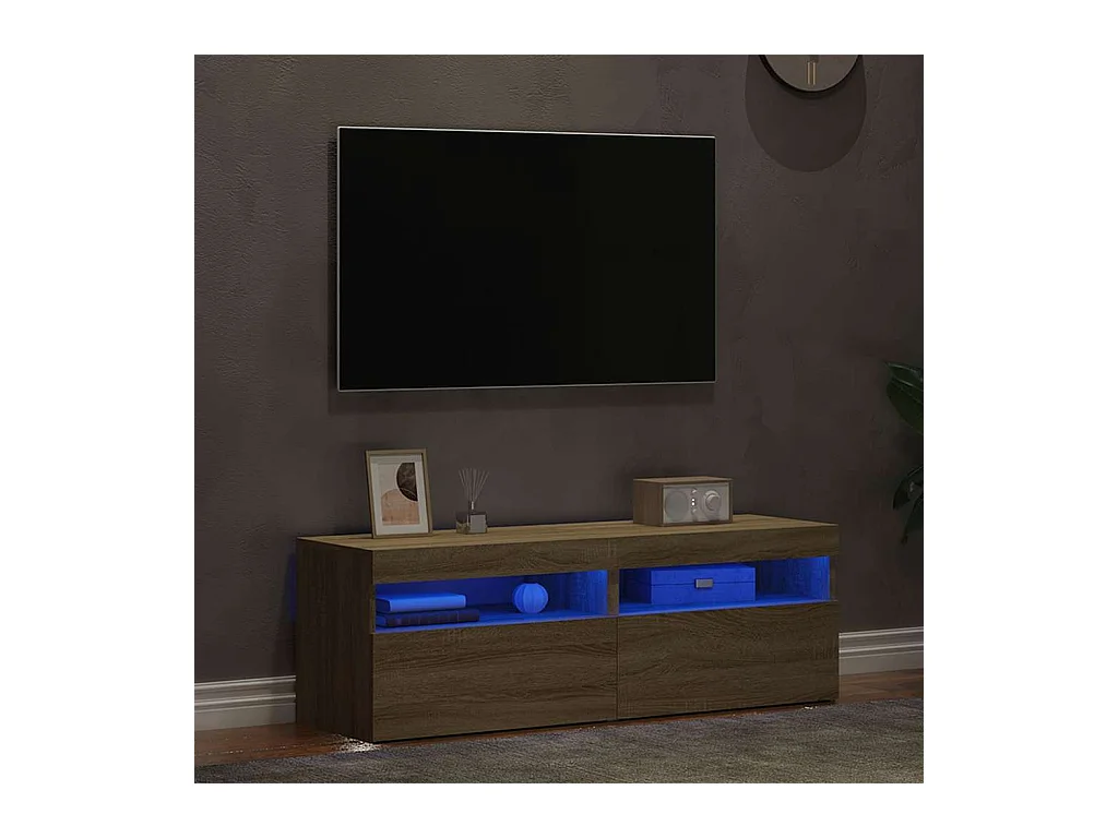 muebles para TV  | Gabinetes de TV |  Muebles de salón con luces LED 2 uds roble Sonoma 60x35x40 cm