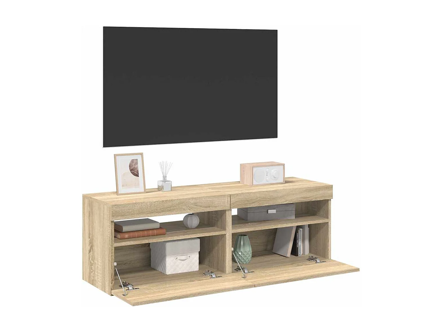 muebles para TV  | Gabinetes de TV |  Muebles de salón con luces LED 2 uds roble Sonoma 60x35x40 cm