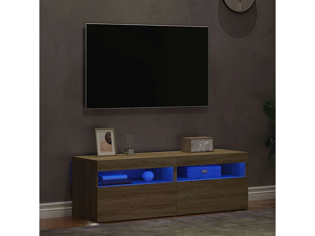 muebles para TV  | Gabinetes de TV |  Muebles de salón con luces LED 2 uds roble Sonoma 60x35x40 cm