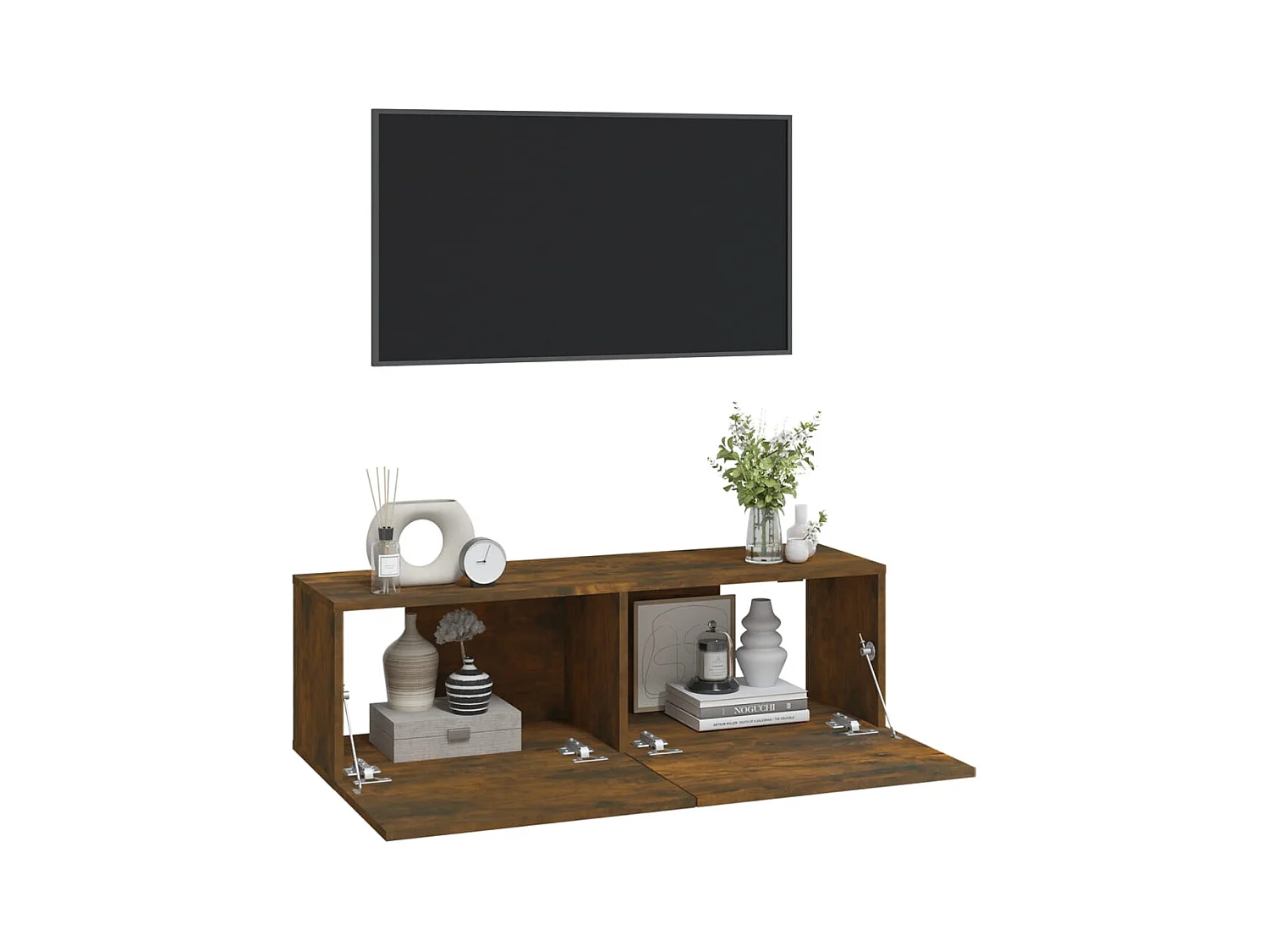 Muebles de pared de TV | Gabinetes de TV |  Muebles de salón 2 uds madera roble ahumado 100x30x30 cm