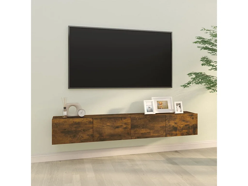 Meubles TV | Bancs TV | Armoires TV muraux 2pcs chêne fumé 100x30x30cm bois d'ingénierie