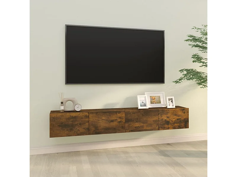 Meubles TV | Bancs TV | Armoires TV muraux 2pcs chêne fumé 100x30x30cm bois d'ingénierie