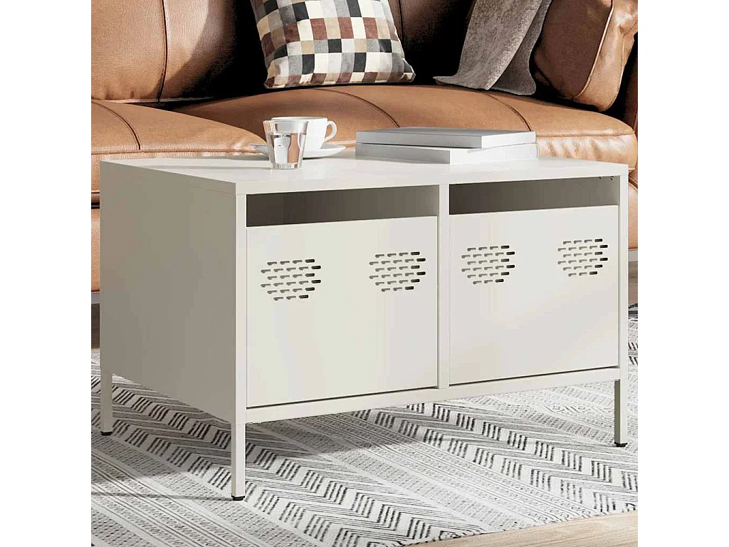 Meuble TV | Banc TV | Armoire TV blanc 68x50x43,5 cm acier laminé à froid