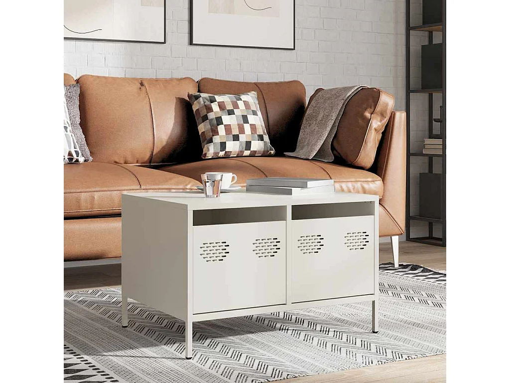 Meuble TV | Banc TV | Armoire TV blanc 68x50x43,5 cm acier laminé à froid