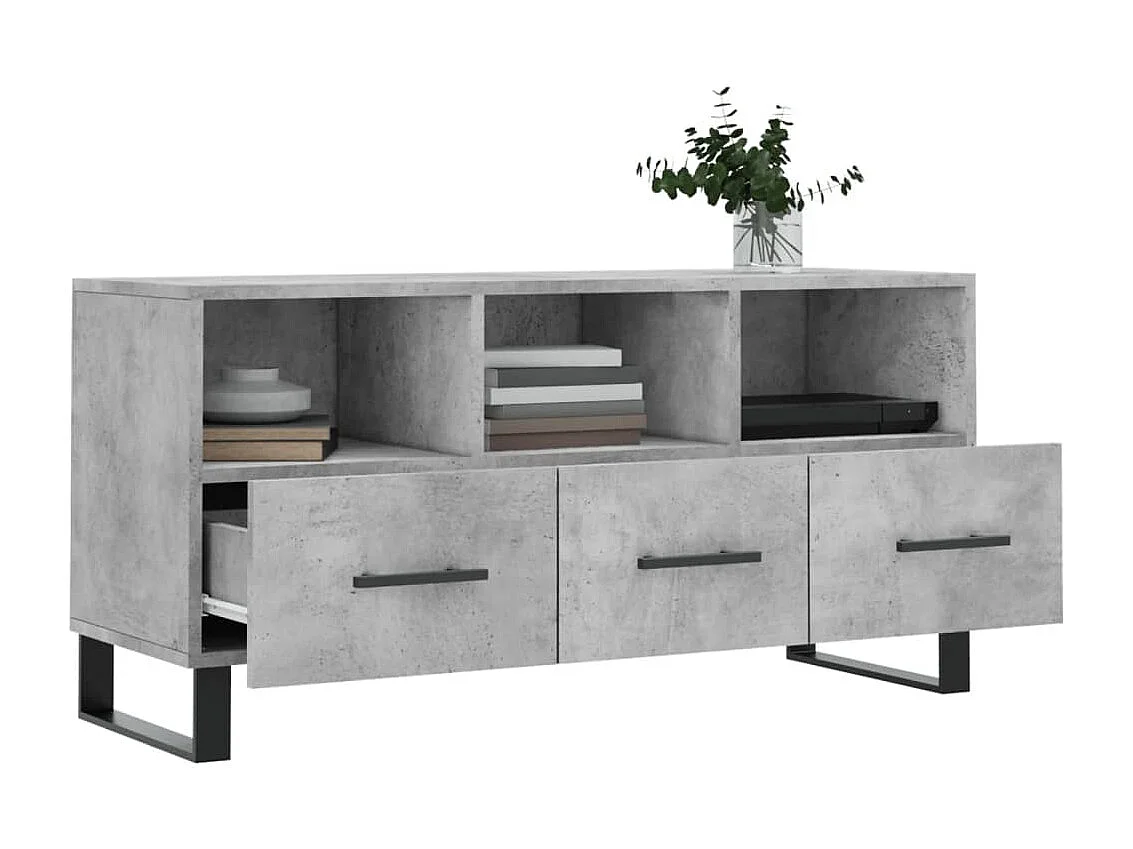 Meuble TV | Banc TV | Armoire TV gris béton 102x36x50 cm bois d'ingénierie