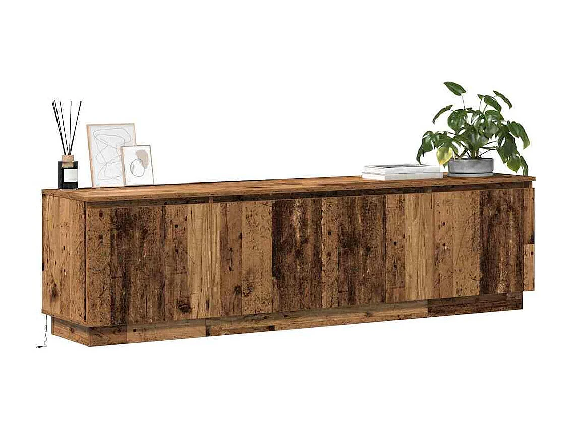 TV-kast | Tv-meubel | Tv-Bank met LED in Oud Hout 180x38x49 cm Gelaagd hout