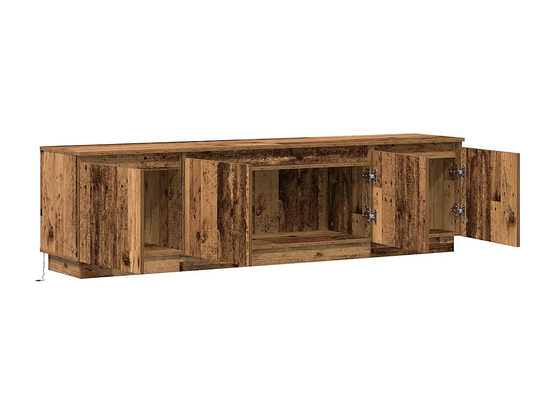 TV-kast | Tv-meubel | Tv-Bank met LED in Oud Hout 180x38x49 cm Gelaagd hout