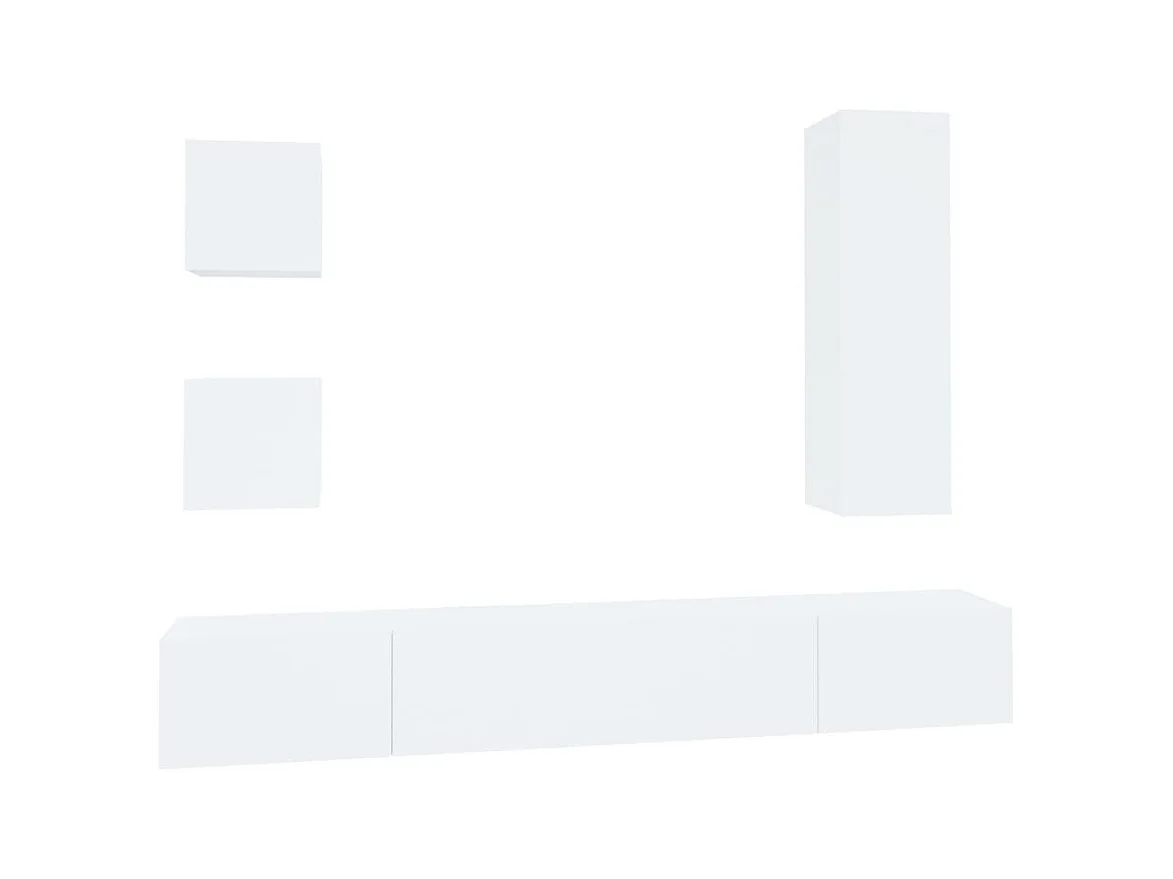 Set de muebles para TV  | Gabinetes de TV |  Muebles de salón 5 piezas madera contrachapada blanco