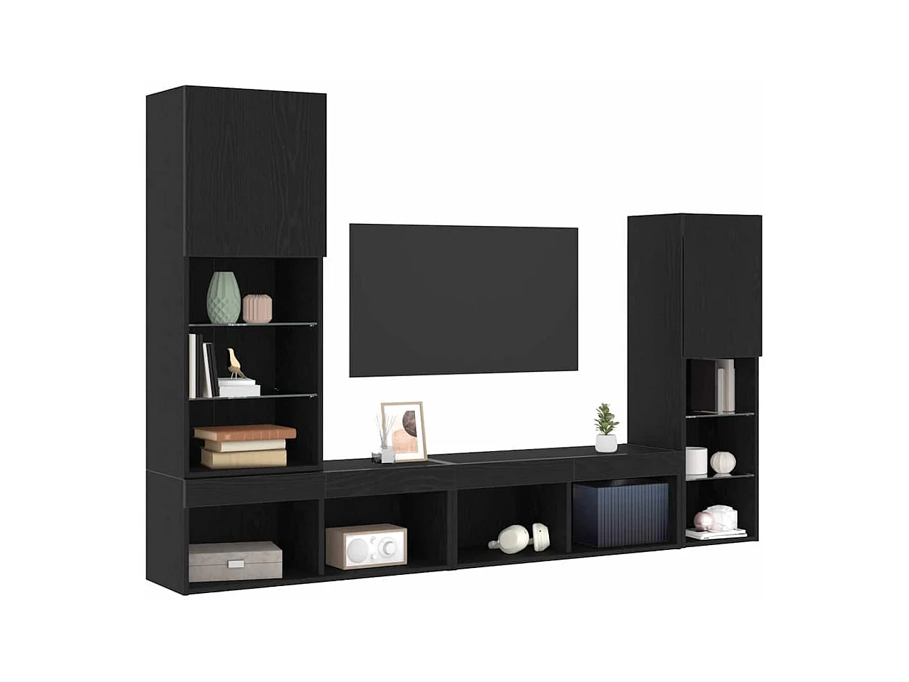 Gabinete de TV | Mueble de TV | Mueble de salón Roble negro 40.5 x 30 x 102 cm