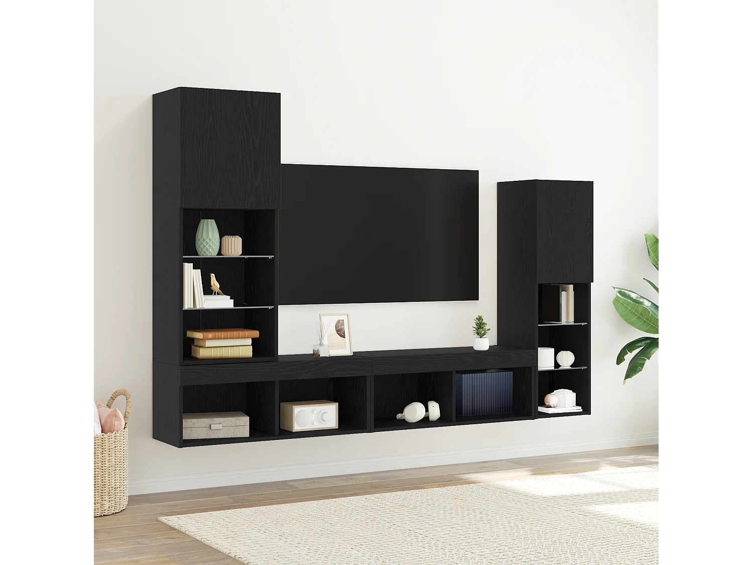 Tv-meubel | Tv-Bank | TV-kast30,5x30x102 cm bewerkt hout zwart eikenkleurig