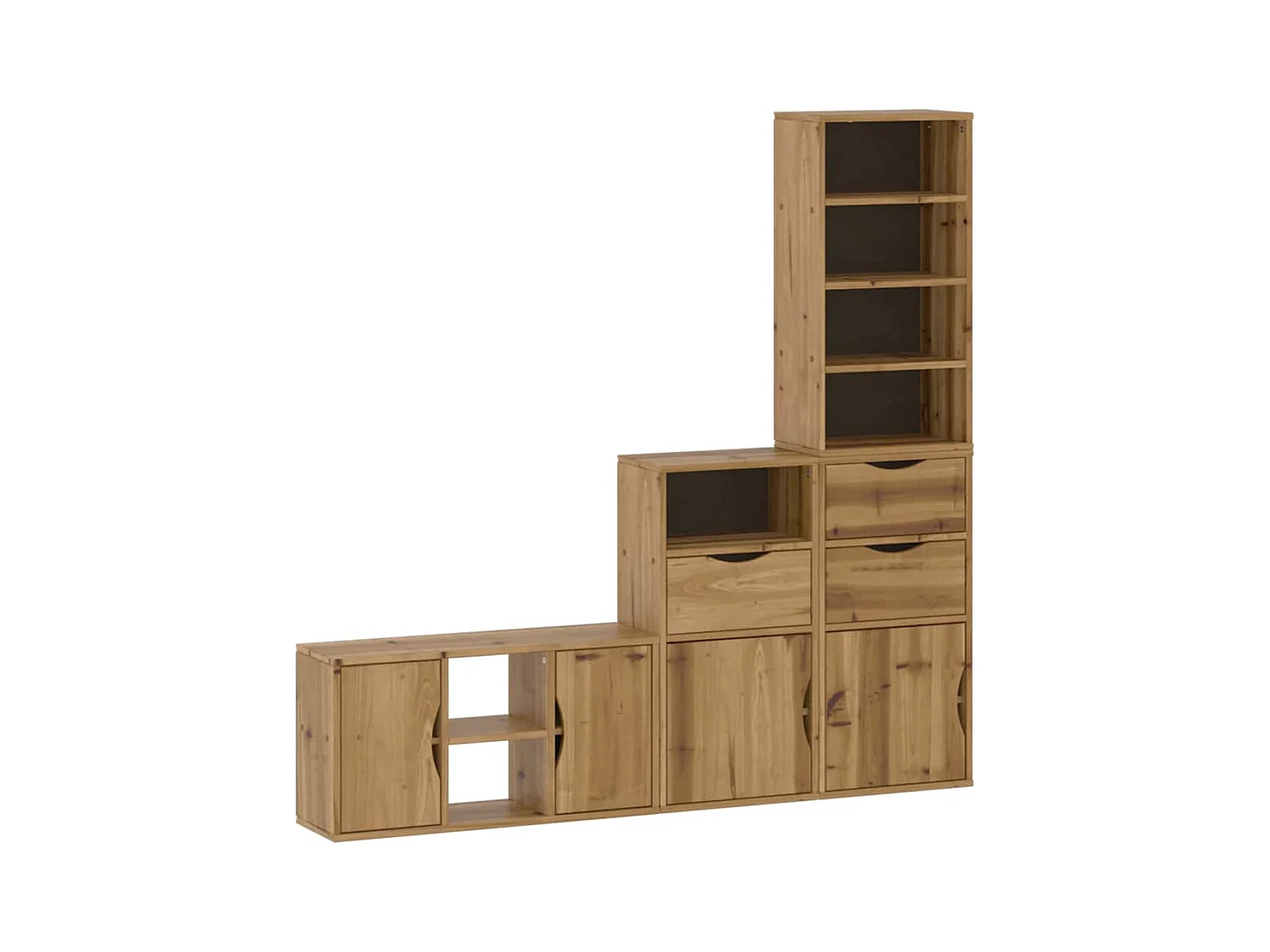 Muebles de TV | Gabinetes de TV |  Muebles de salón 4 uds. con almacenaje "ODDA" madera maciza pino