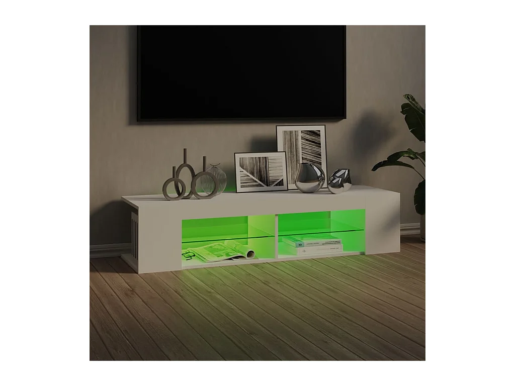 Mueble de TV | Mueble de salón con luces LED blanco 135x39x30 cm
