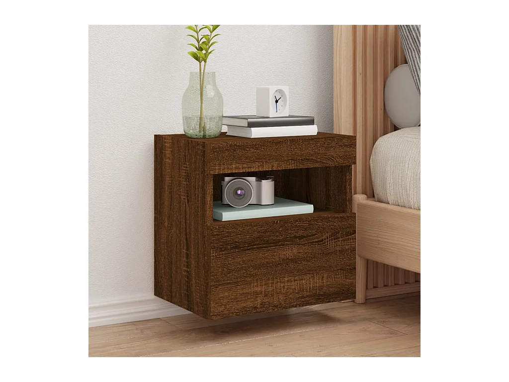 Meuble TV | Banc TV | Armoire TV mural avec lumières LED chêne marron 40x30x40 cm