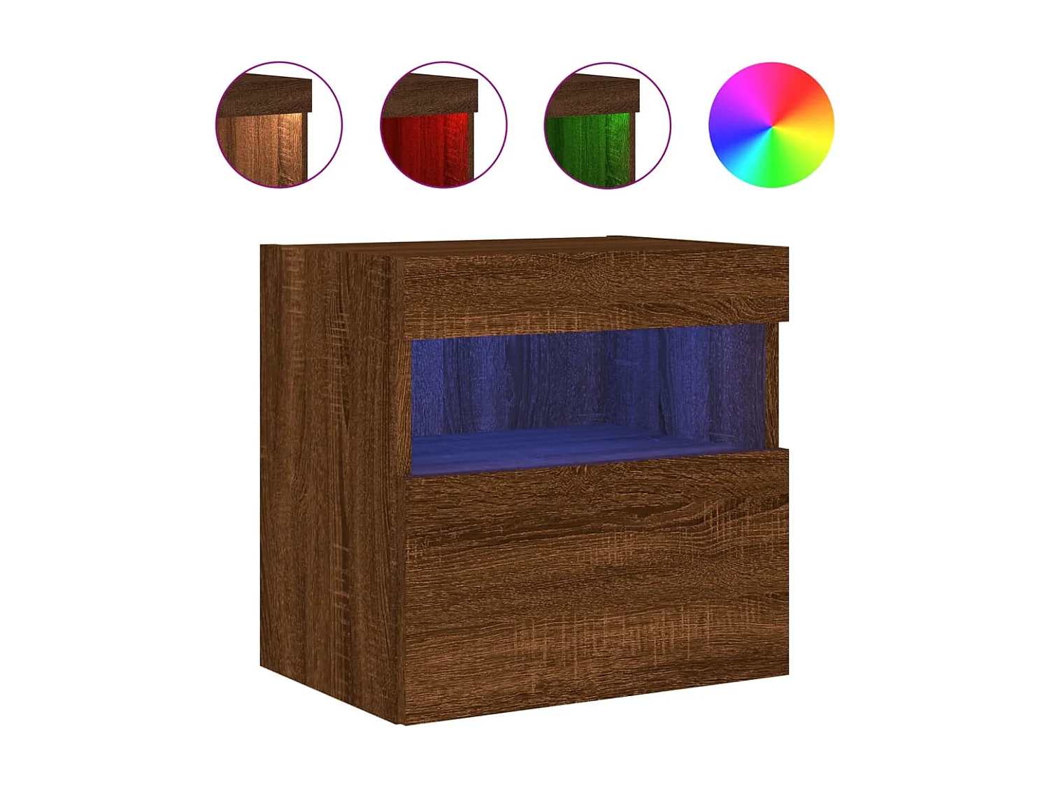 Meuble TV | Banc TV | Armoire TV mural avec lumières LED chêne marron 40x30x40 cm