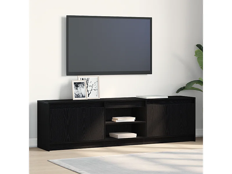 Gabinete de TV | Mueble de TV | Mueble de salón Negro 182 x 34 x 50 cm Madera contrachapada