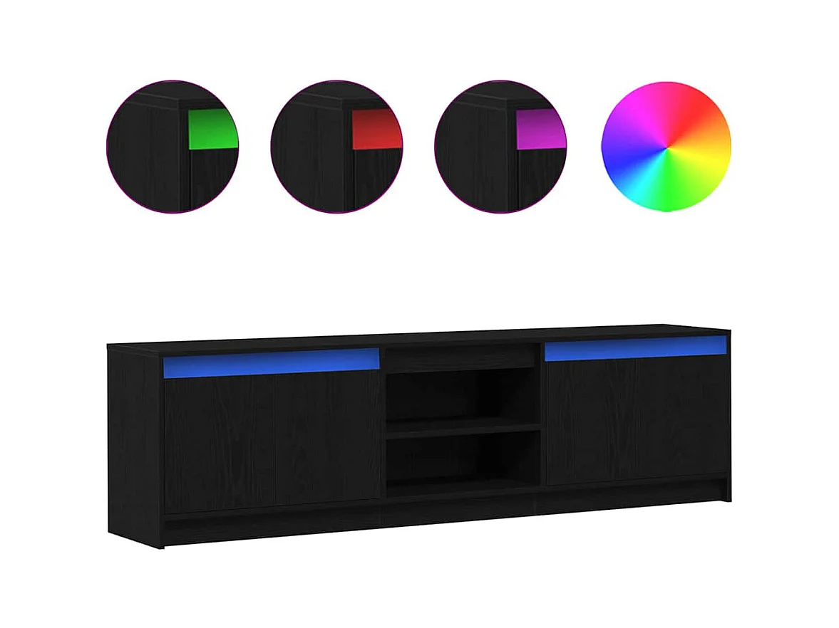 Gabinete de TV | Mueble de TV | Mueble de salón Negro 182 x 34 x 50 cm Madera contrachapada