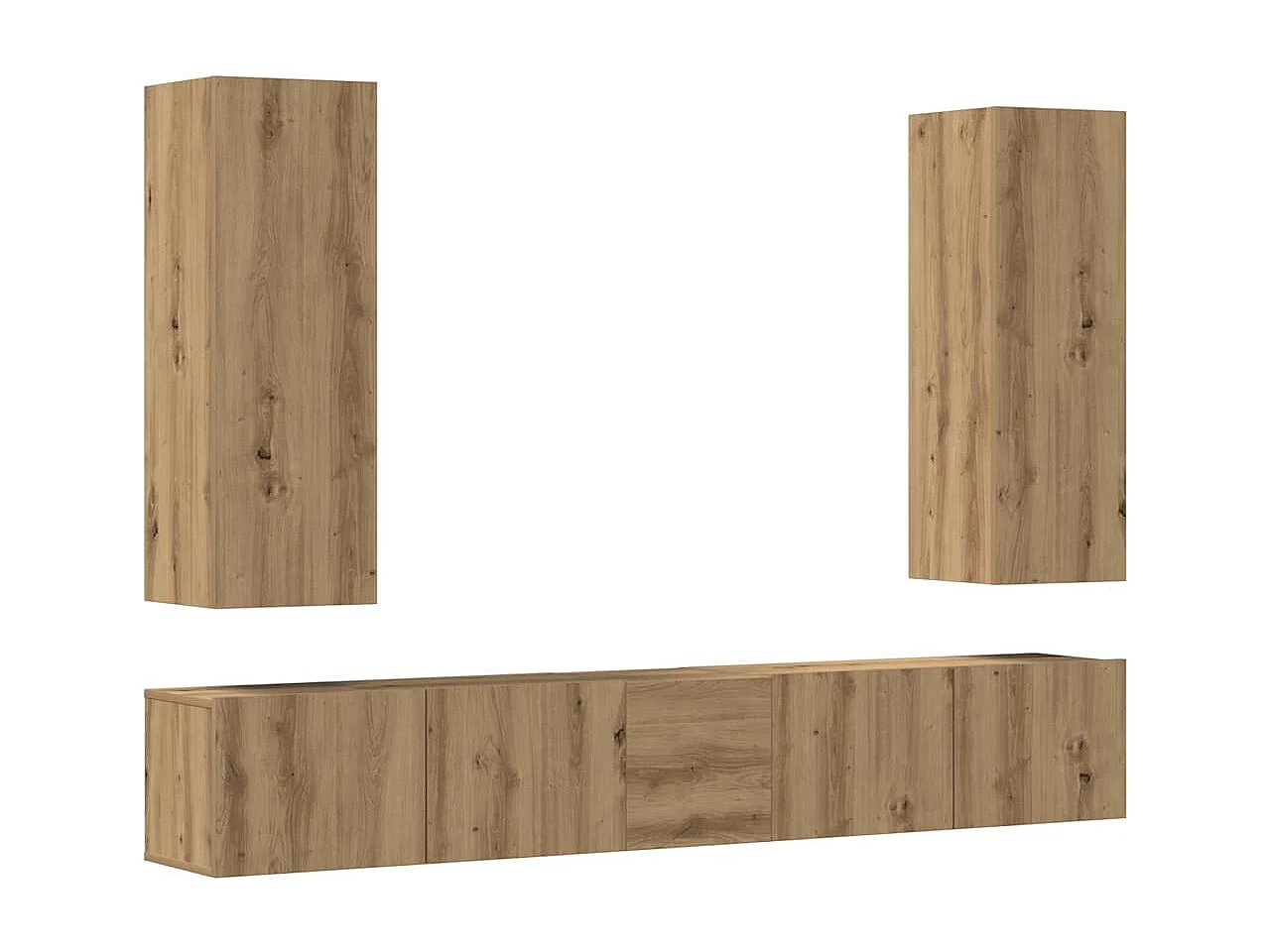 Meubles TV | Bancs TV | Armoires TV muraux 5 pcs chêne artisanal bois d'ingénierie