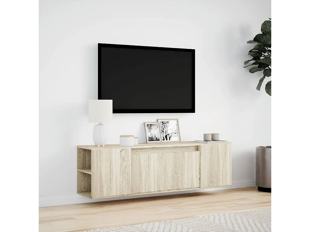Tv-wandmeubel | TV-kast | Tv-Bank met LED-verlichting 135x31x39,5 cm sonoma eiken