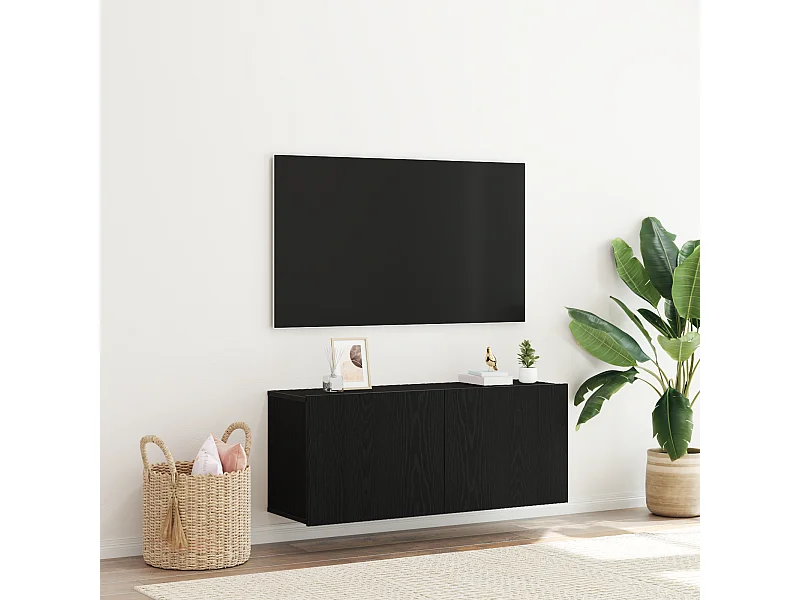 Meuble TV | Banc TV | Armoire TV mural Chêne noir 100x30x41 cm Bois d'ingénierie