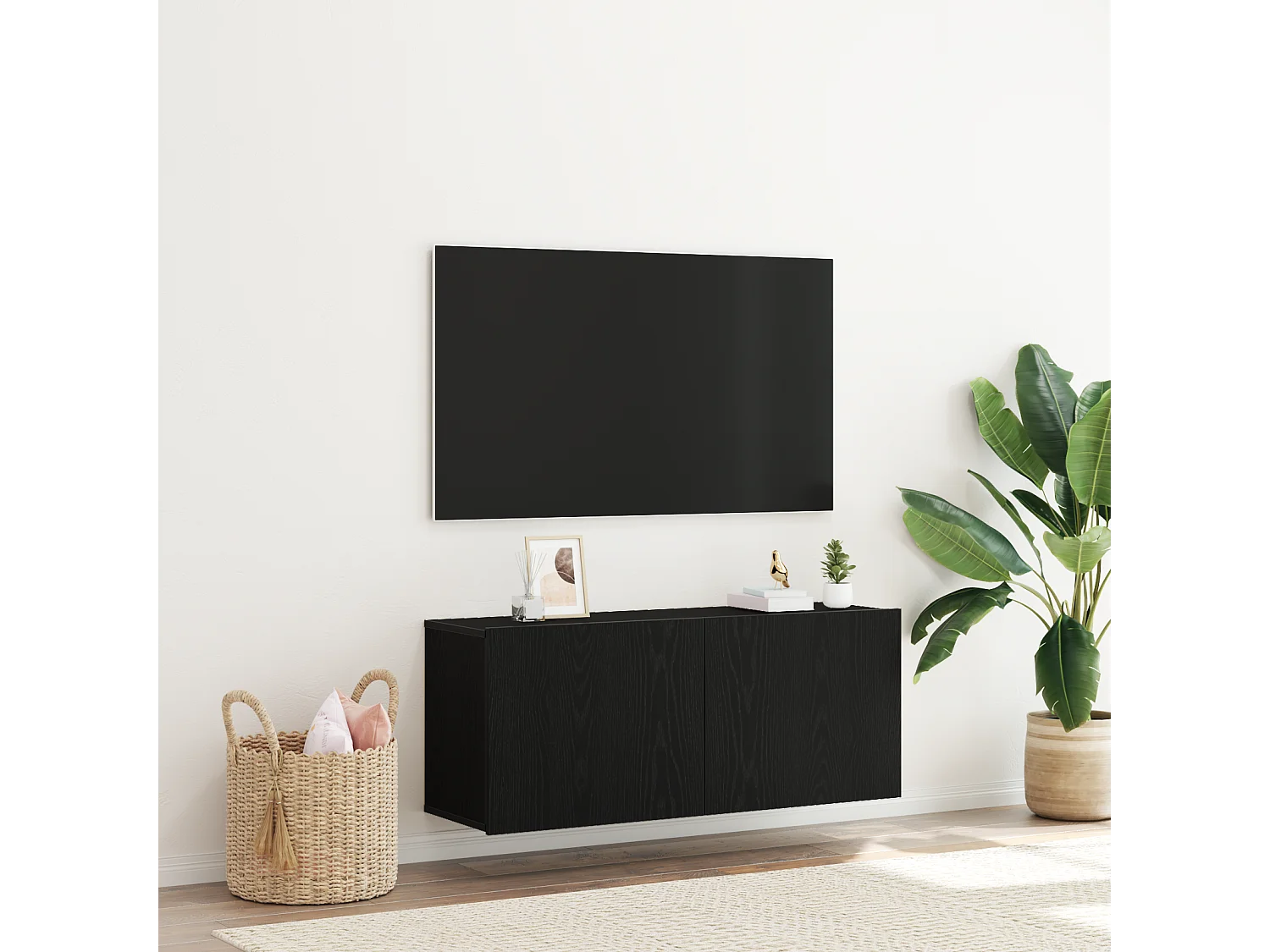 Tv-wandmeubel | TV-kast | Tv-Bank 100x30x41 cm bewerkt hout zwart eikenkleurig