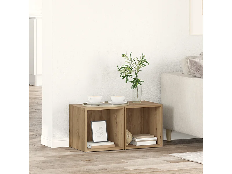 Meuble TV | Banc TV | Armoire TV 2 pcs Marron 37 x 35 x 37 cm Bois d'ingénierie