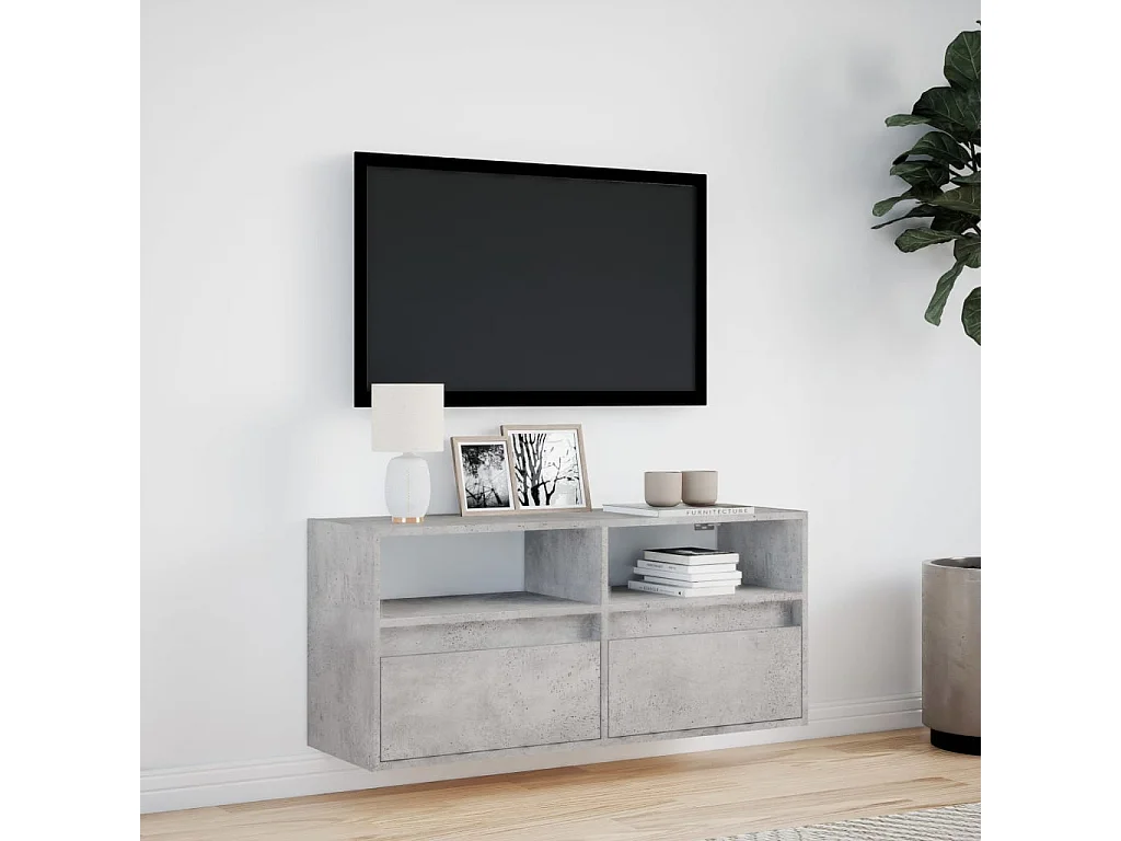 Tv-wandmeubel | TV-kast | Tv-Bank met LED-verlichting 100x31x45 cm betongrijs