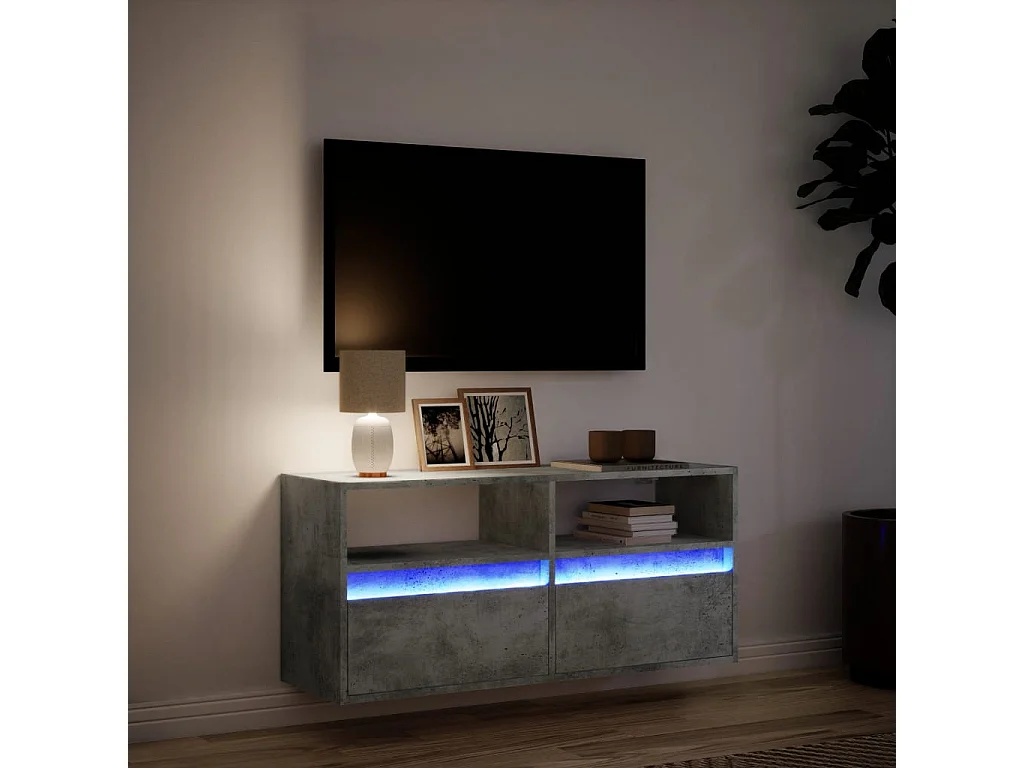 Tv-wandmeubel | TV-kast | Tv-Bank met LED-verlichting 100x31x45 cm betongrijs