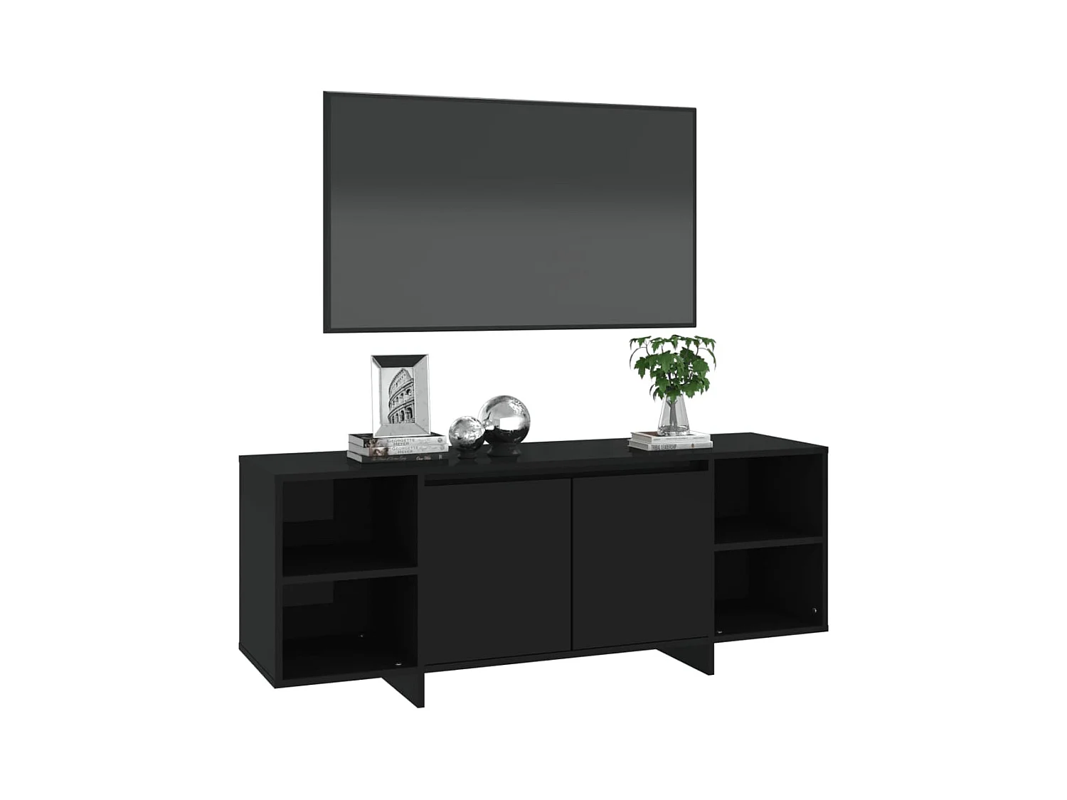 Mueble para TV  | Gabinete de TV |  Mueble de salón madera contrachapada negro 130x35x50 cm
