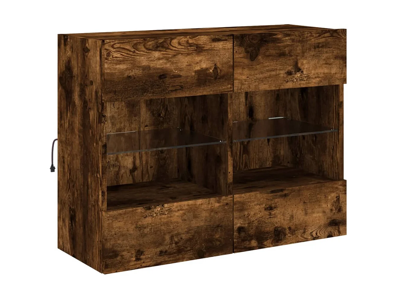 Mueble TV | Gabinete de TV | Mueble de salón de pared con luces LED roble ahumado 78,5x30x60,5 cm