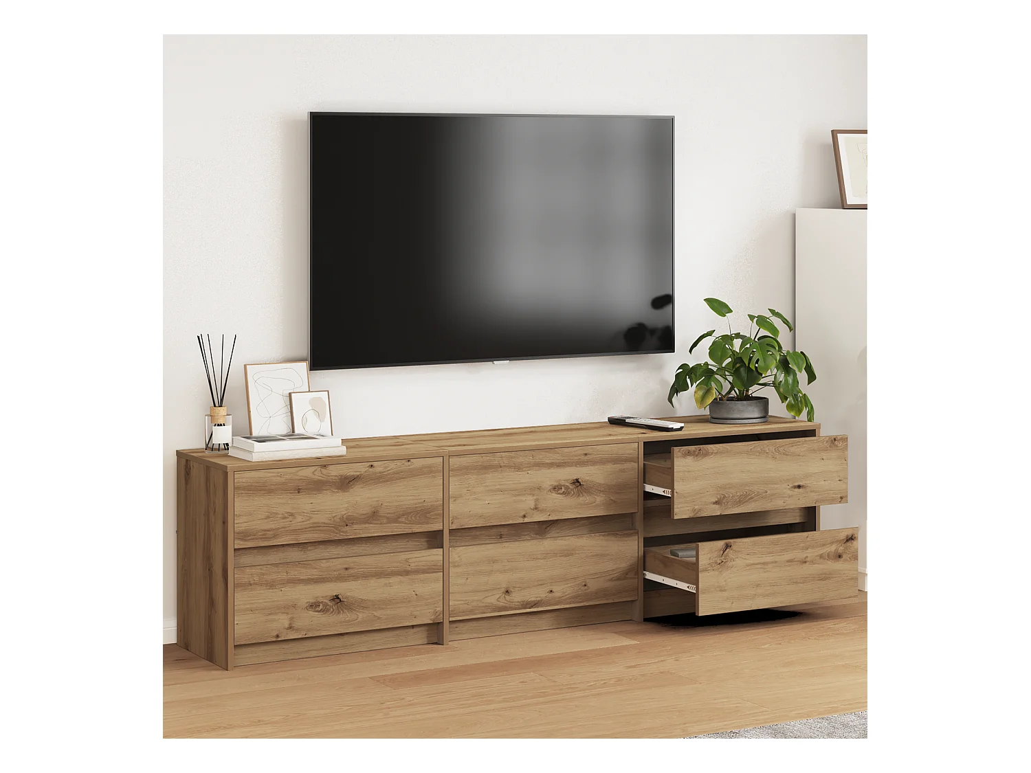 TV-kast | Tv-meubel | Tv-Bank Bruin 181 x 34 x 50 cm Spaanplaat en LED-lampen