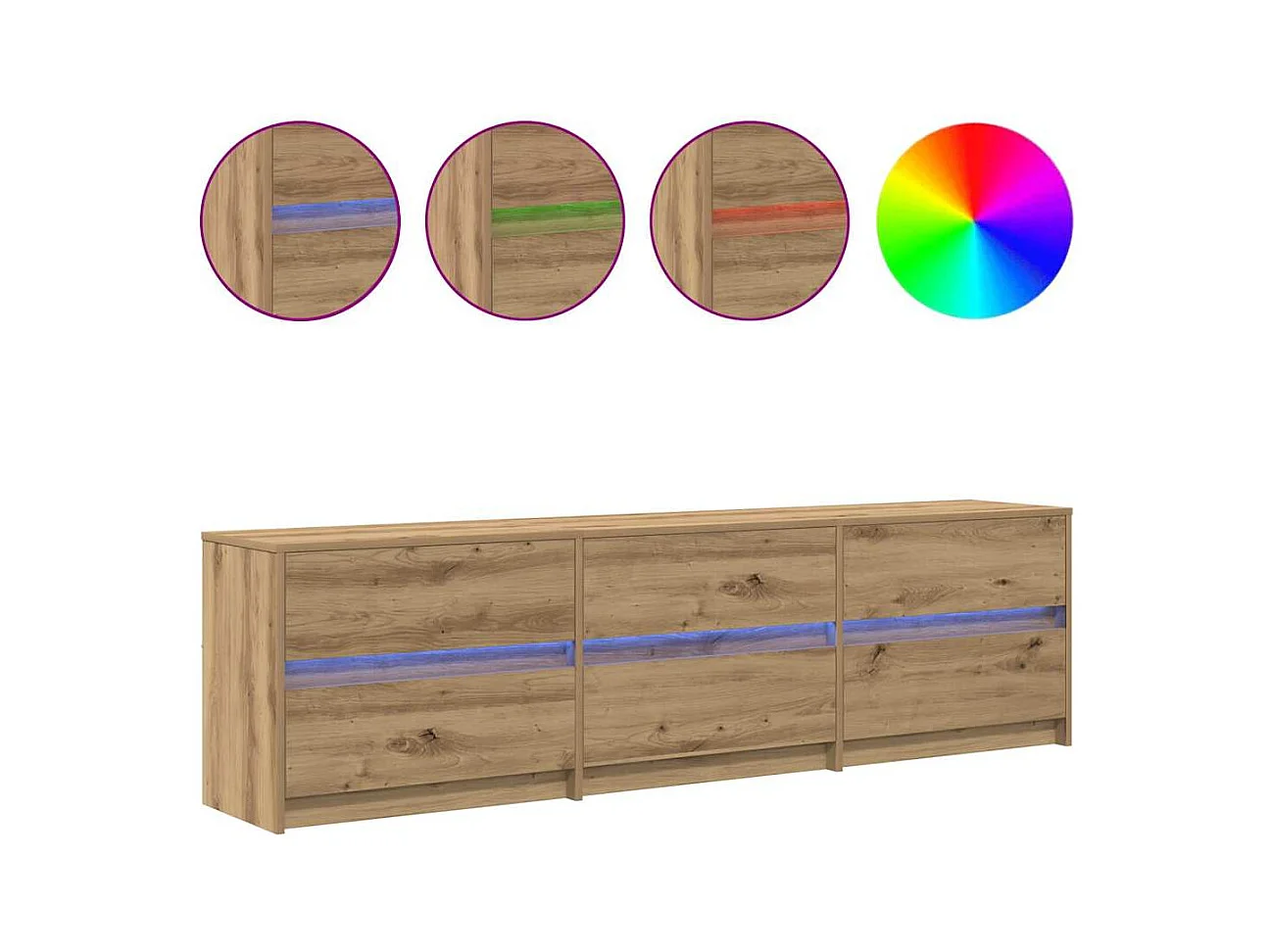 TV-kast | Tv-meubel | Tv-Bank Bruin 181 x 34 x 50 cm Spaanplaat en LED-lampen