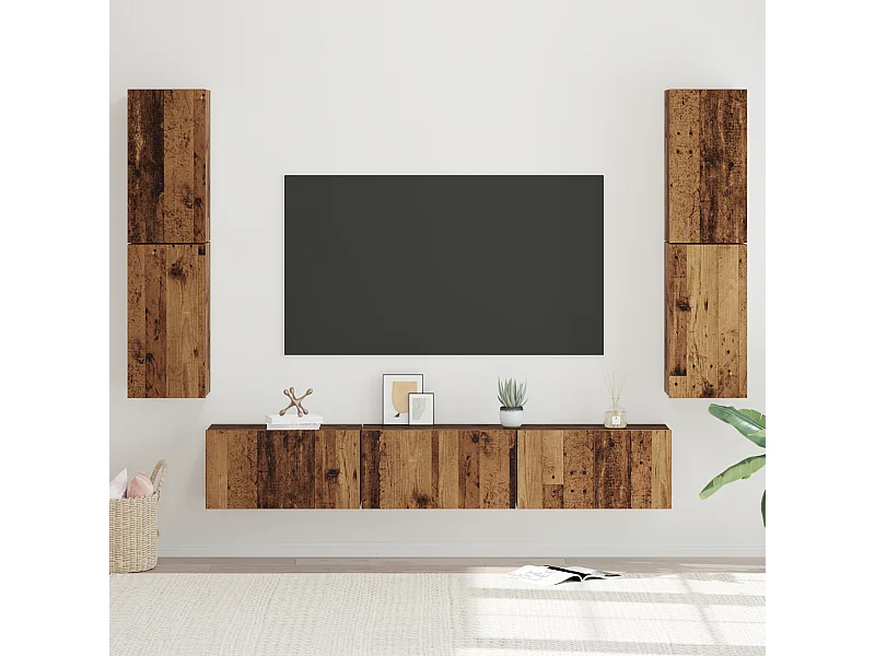 Tv-meubelset | Tv-Bank | TV-kast 7 pcs Oude hout 80 x 30 x 30.5 cm Bewerkt hout
