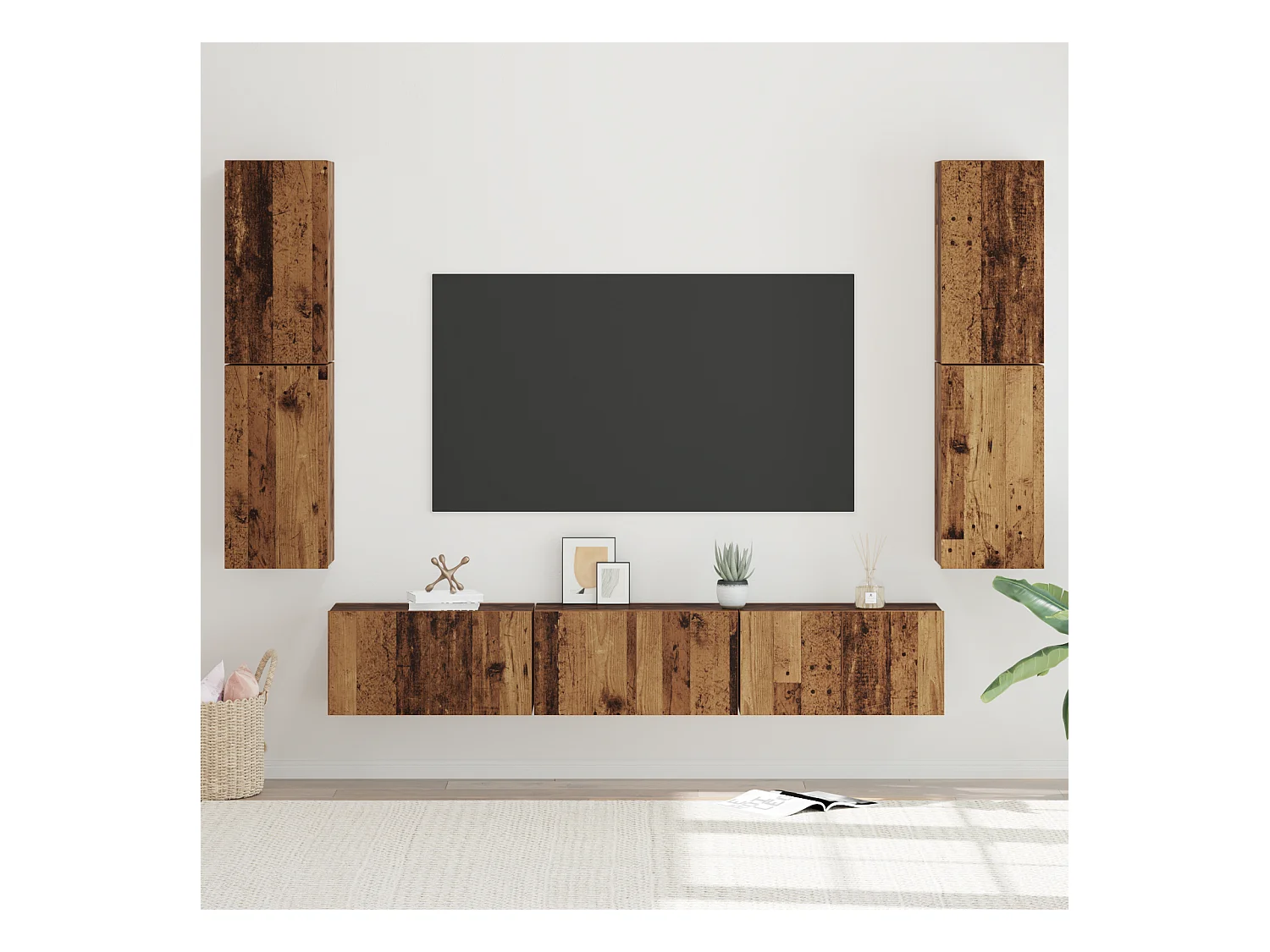 Tv-meubelset | Tv-Bank | TV-kast 7 pcs Oude hout 80 x 30 x 30.5 cm Bewerkt hout