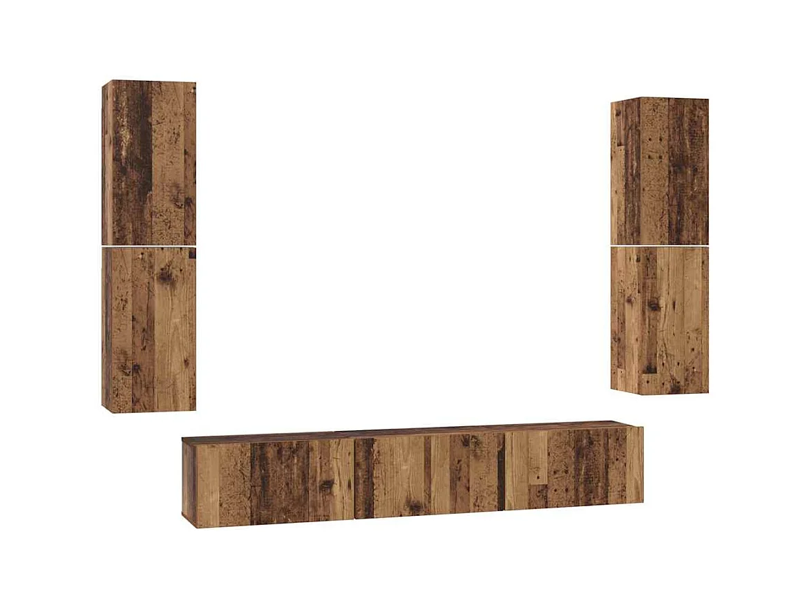Tv-meubelset | Tv-Bank | TV-kast 7 pcs Oude hout 80 x 30 x 30.5 cm Bewerkt hout