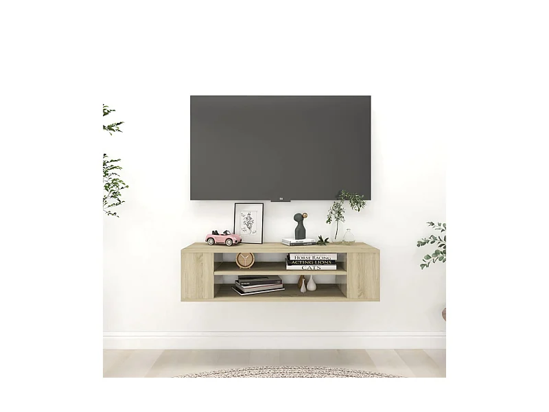 Meuble TV | Banc TV | Armoire TV suspendu Chêne sonoma 100x30x26,5 cm Bois ingénierie
