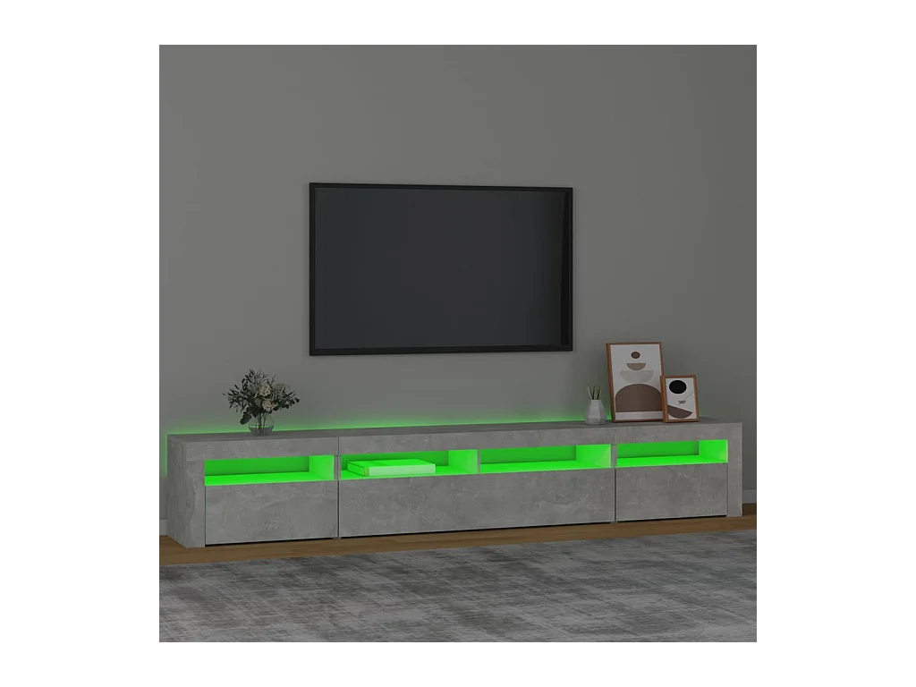 Mueble de TV | Mueble de salón con luces LED gris hormigón 240x35x40 cm