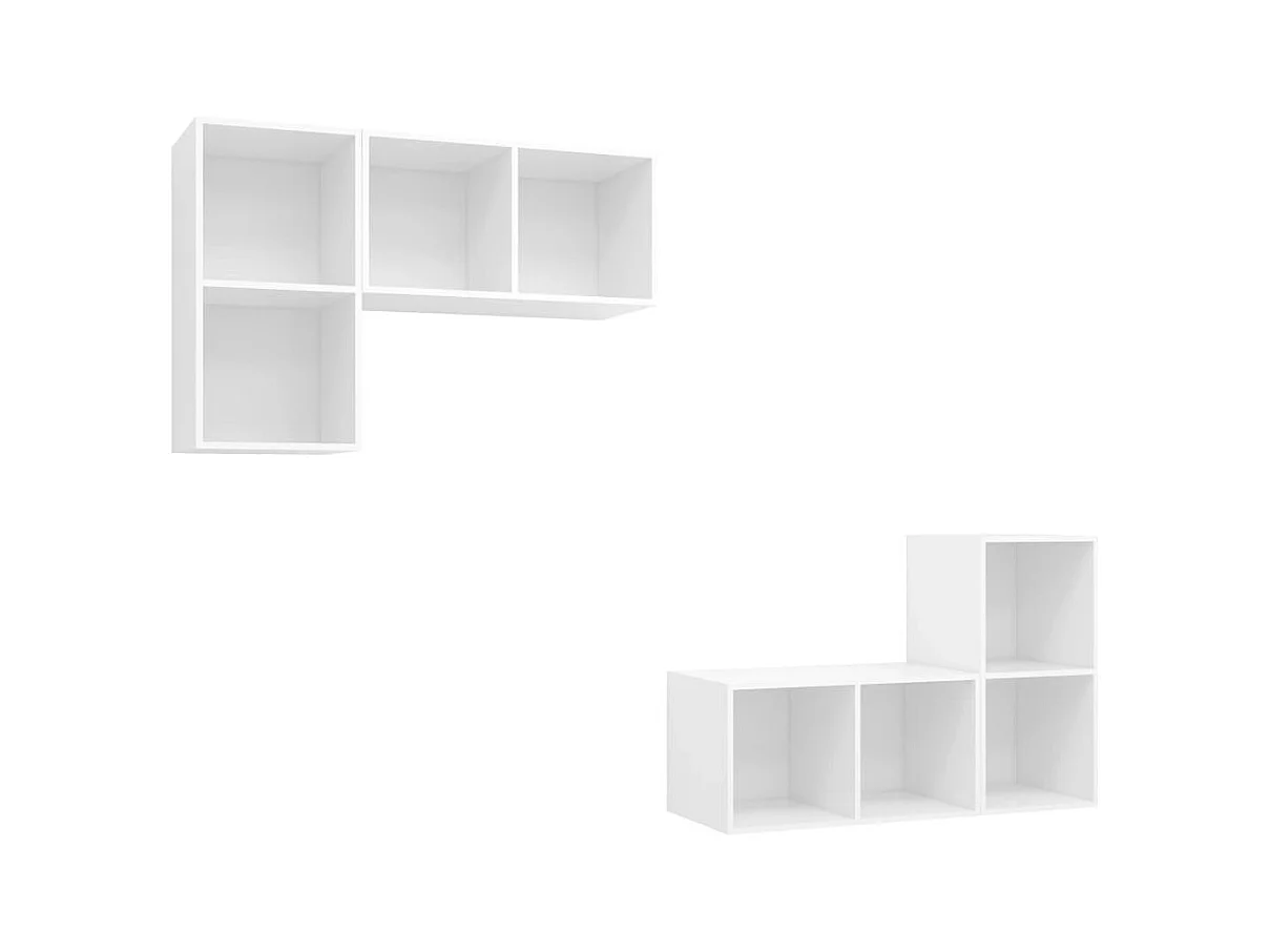 Meubles TV | Bancs TV | Armoires TV muraux 4 pcs Blanc Bois d'ingénierie