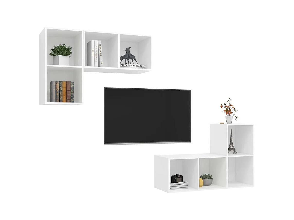 Meubles TV | Bancs TV | Armoires TV muraux 4 pcs Blanc Bois d'ingénierie