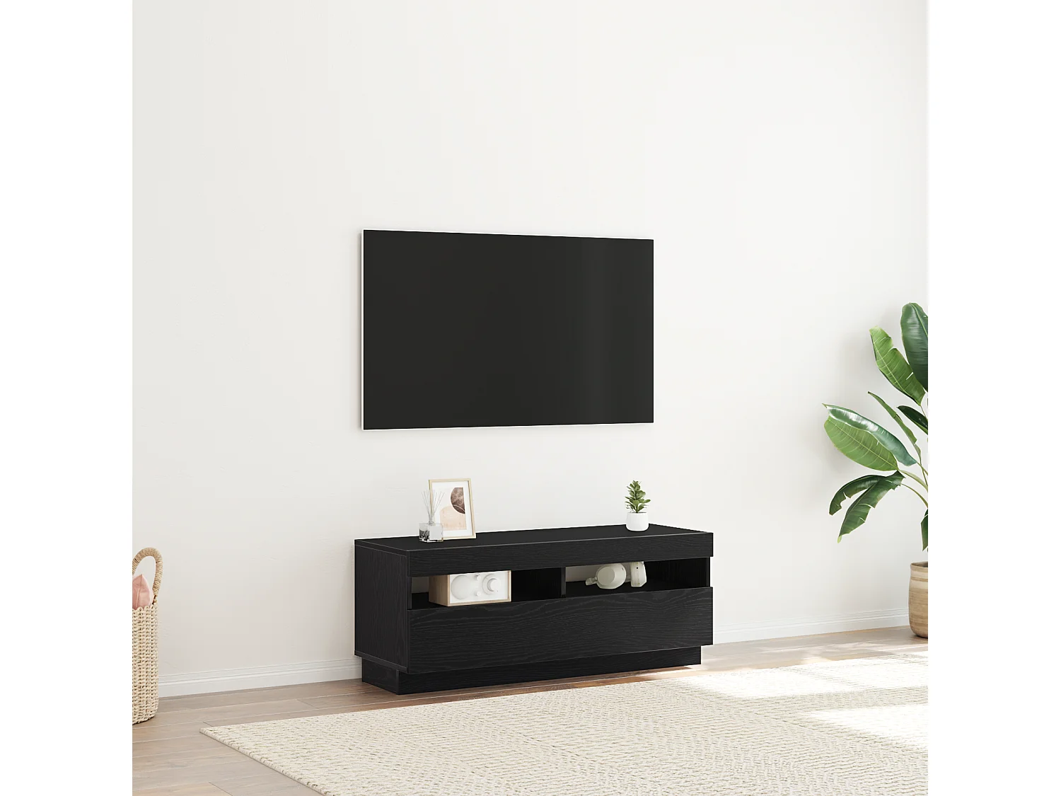 Gabinete de TV | Mueble de TV | Mueble de salón Negro 100 x 35 x 40 cm Madera contrachapada