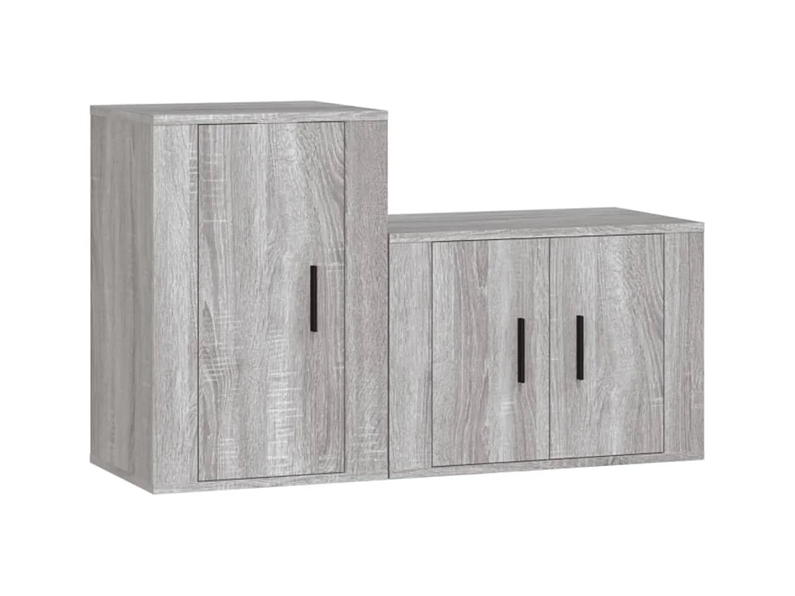 Set de muebles para TV  | Gabinetes de TV |  Muebles de salón 2 pzas madera contrachapada gris Sonoma