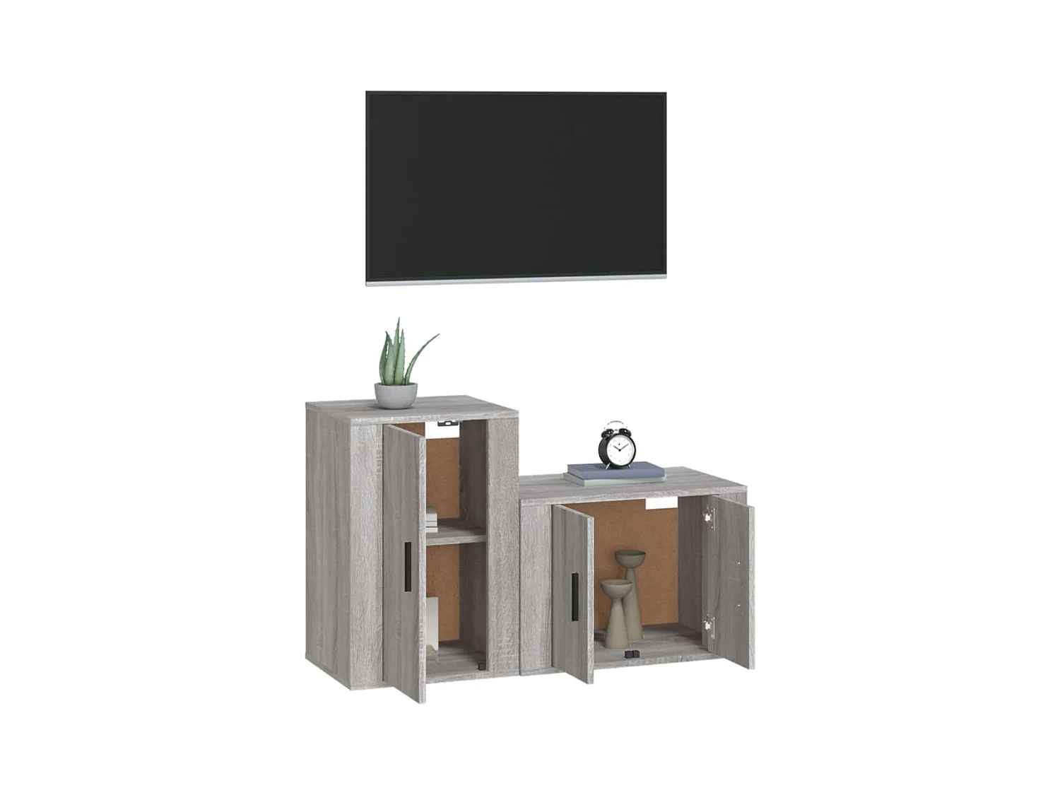 Set de muebles para TV  | Gabinetes de TV |  Muebles de salón 2 pzas madera contrachapada gris Sonoma