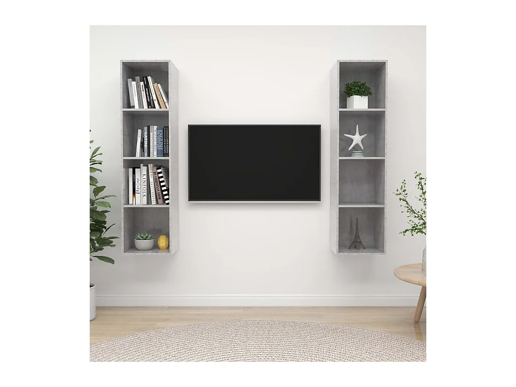 Tv-wandmeubelen | Tv-Banken | TV-kasten 2 st spaanplaat betongrijs