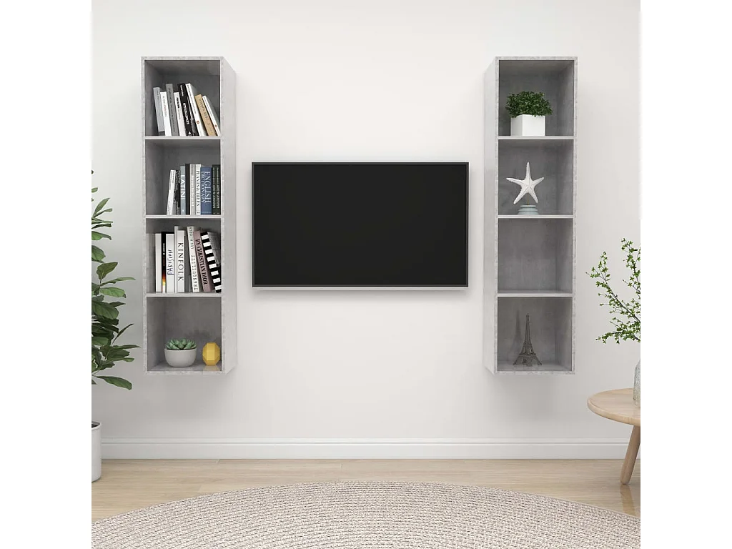 Tv-wandmeubelen | Tv-Banken | TV-kasten 2 st spaanplaat betongrijs