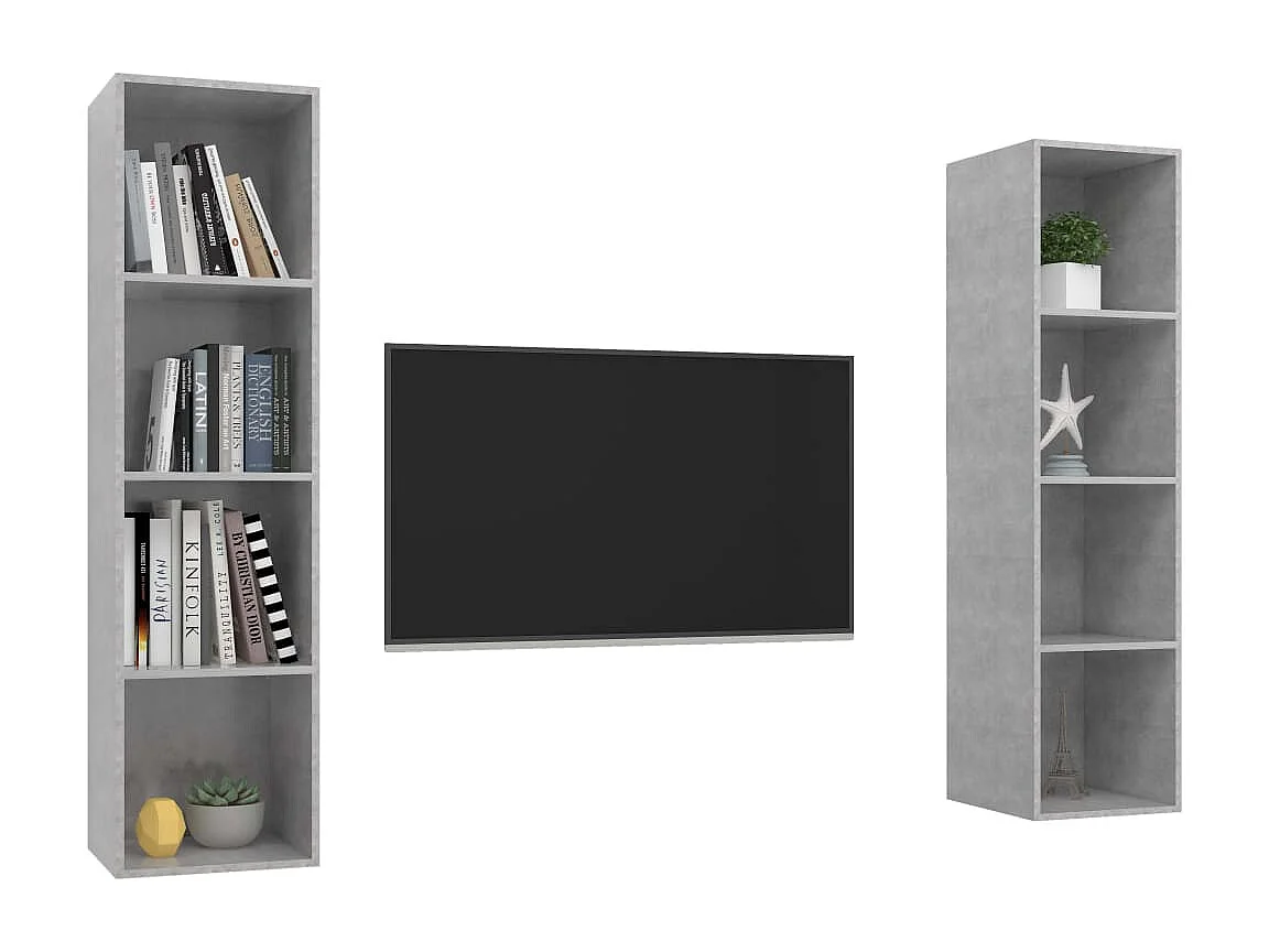 Tv-wandmeubelen | Tv-Banken | TV-kasten 2 st spaanplaat betongrijs