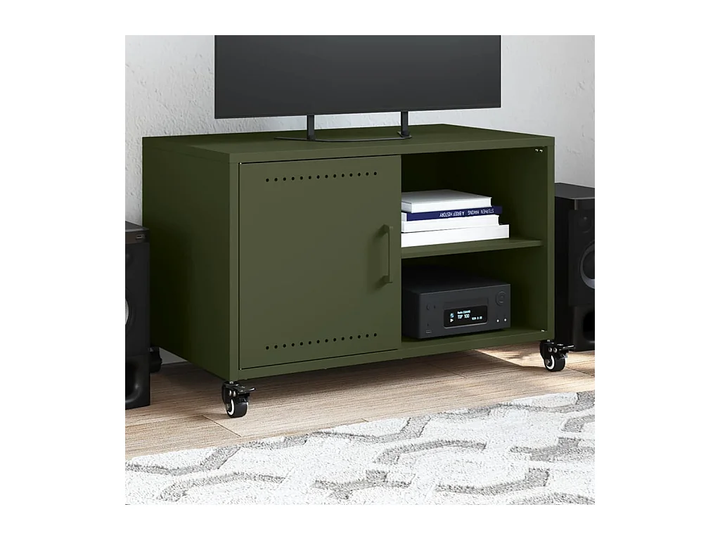 Mueble de TV | Mueble de salón de acero verde oliva 68x39x43,5 cm