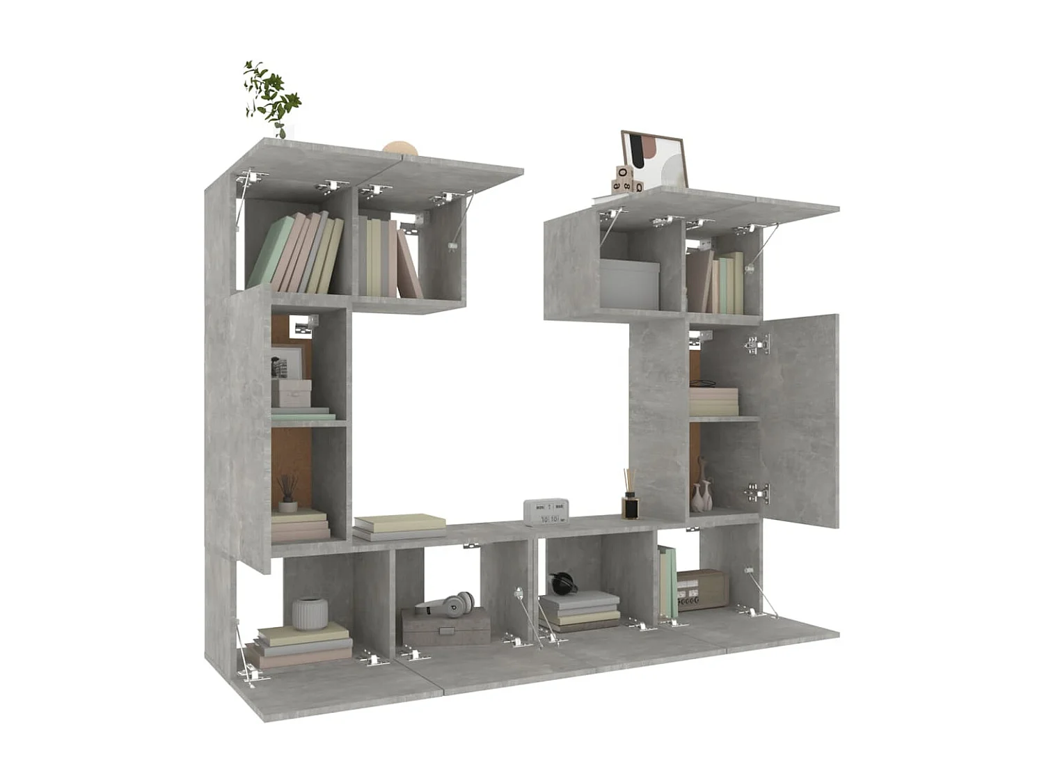 Set de muebles de TV | Gabinetes de TV |  Muebles de salón 6 pzas madera contrachapada gris hormigón